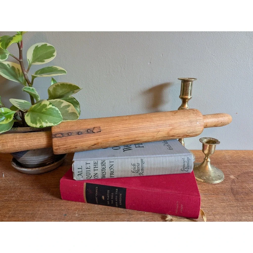 Vintage Wooden Rolling Pin Farmhouse Primitive Kitchen Decor 17.5 Inch